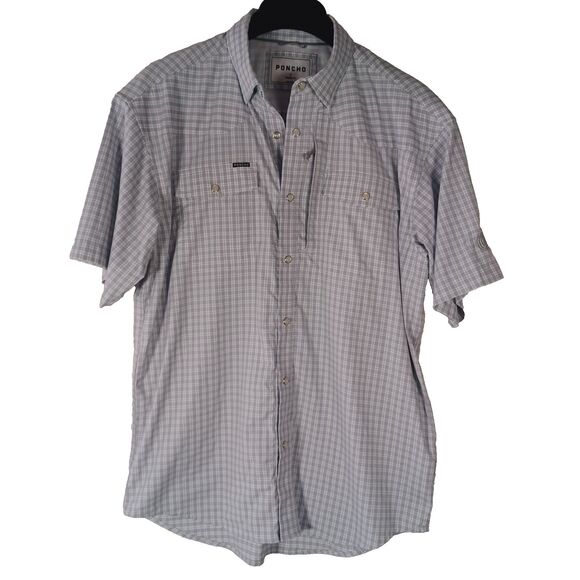 Poncho Pearl Snap Shirt Western Mens Medium Short Sleeve Double Pockets Vented - Picture 2 of 10